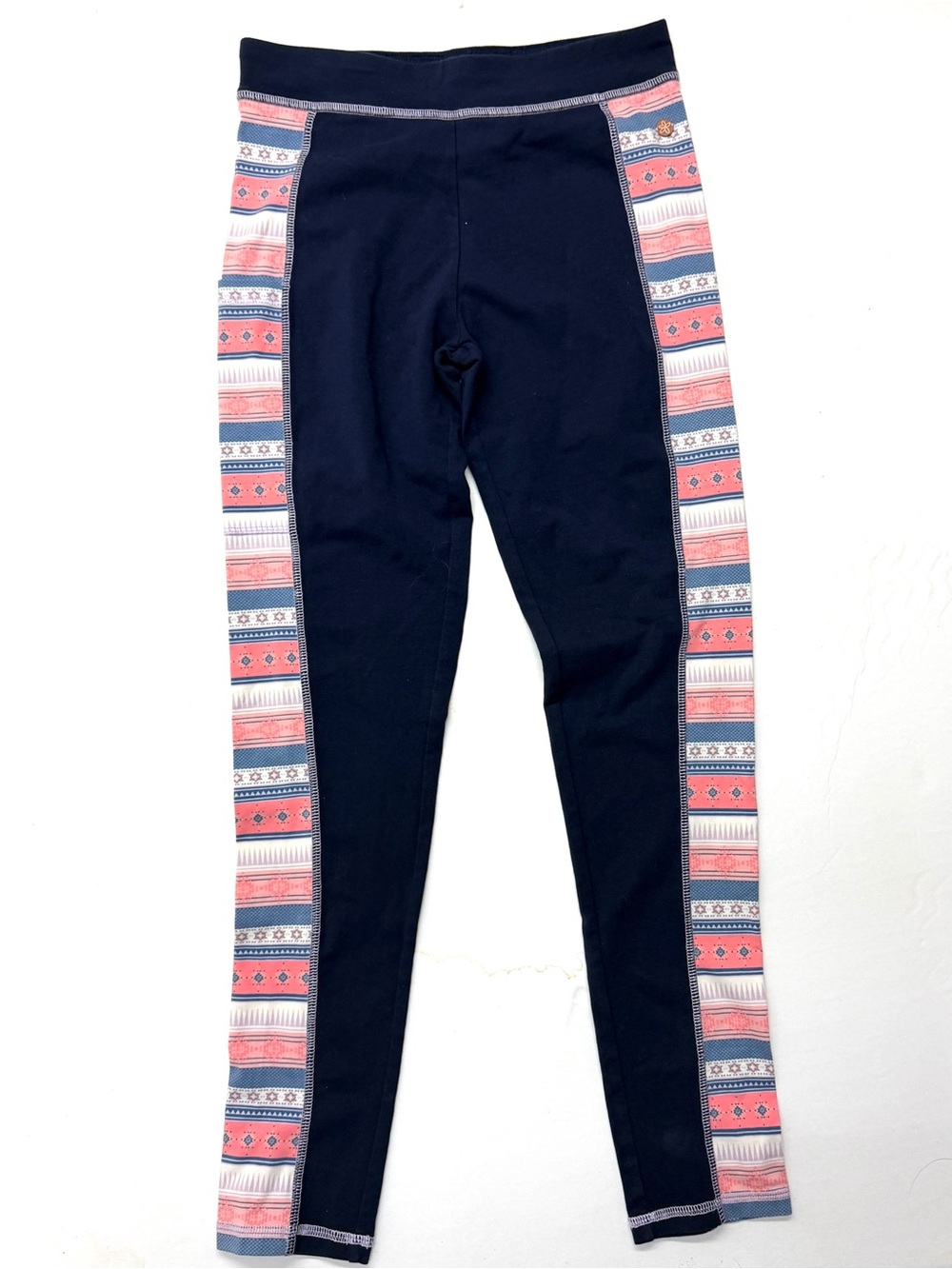 Matilda Jane Navy Girls Leggings with Pink Patterned Side Panels
